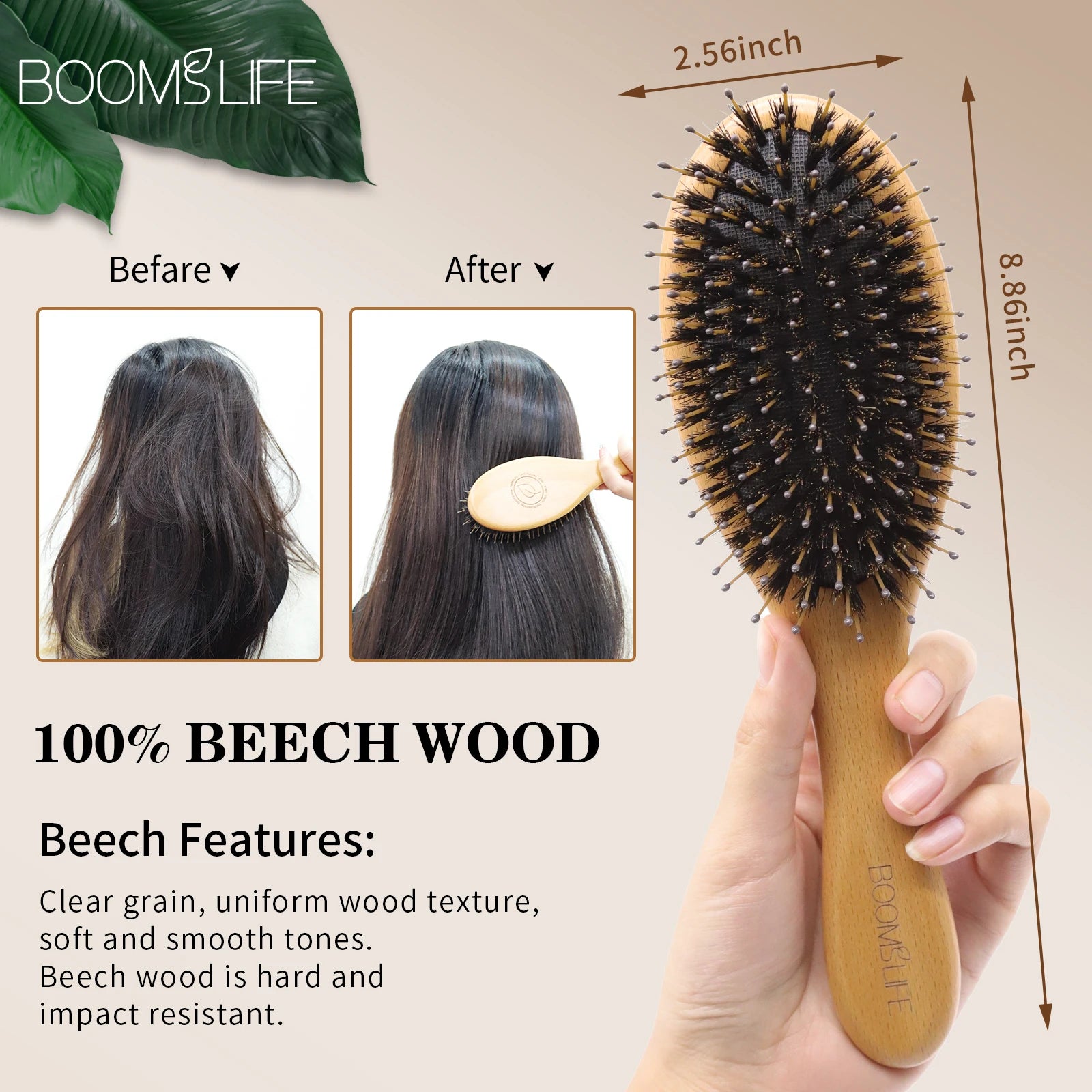 Soft Boar Bristle Hair Brush for Shinier Hair