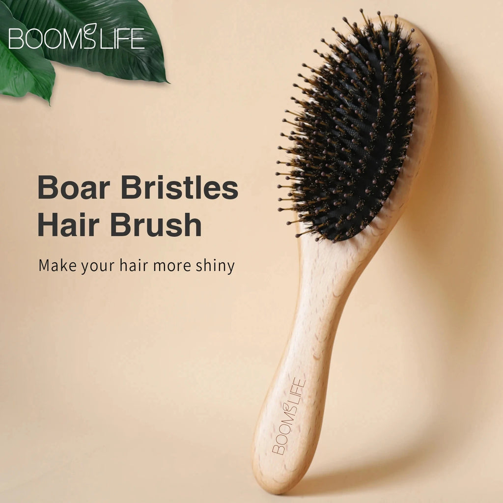 Soft Boar Bristle Hair Brush for Shinier Hair